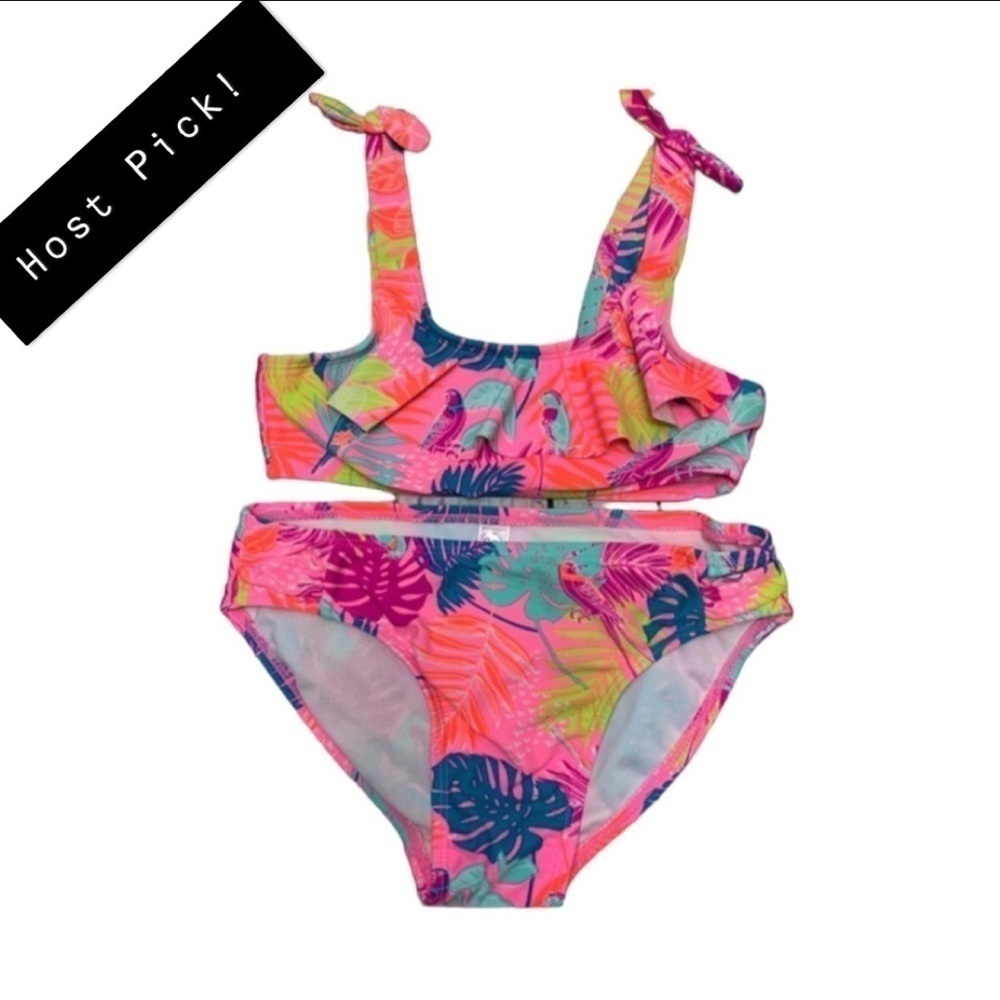🎉 Host Pick 🎉 SO Floral Tropical Shoulder Tie Ruffle Bikini